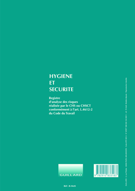 Registre hygiene et de securite
